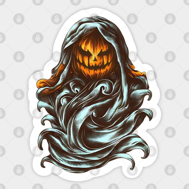 Cloaked halloween pumpkin ghost Sticker by Chief A1